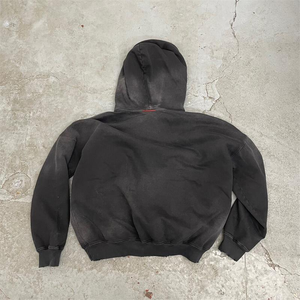 Ropa de calle de gran tamaño desgastado Vintage lavado sudaderas con capucha personalizadas 450 Gsm fabricantes 100% algodón liso pulóver Crop Hoodie - Product Image 3