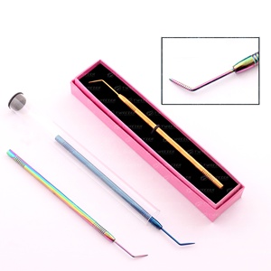 Outil de beauté de marque privée de lève-cils en acier arc-en-ciel emballé personnalisé avec pointe pointue en acier inoxydable pour le toilettage permanent des cils - Product Image 4