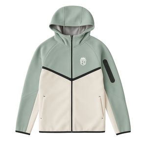 Chaqueta Deportiva con Capucha y Cremallera Completa para Hombre, de Forro Polar Técnico, Color Verde Salvia Polvoriento, Ligera, Cálida, para Entrenamiento Atlético, Ropa Deportiva Premium - Product Image 1
