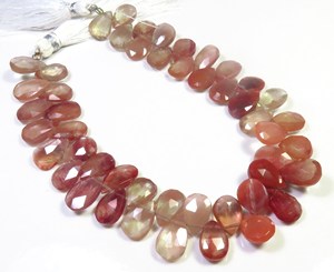 อัญมณีลาบราดอไรต์สีแดงและพลอยเจียระไนตามธรรมชาติขนาด10-12มม. 8.5สายลูกปัดลูกแพร์แบบหลวม - Product Image 4