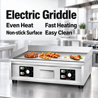Grill électrique professionnel robuste 6000W, plaque de cuisson plate de 12 mm d'épaisseur, contrôle de température 2 zones, Teppanyaki de comptoir