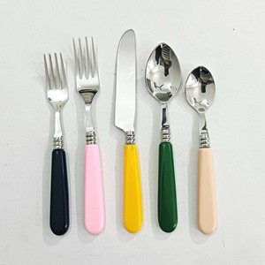 Ensemble de vaisselle racontant des histoires ensemble de couverts à poignée en résine de cinq couleurs expérience de consommation avec LOGO personnalisé ensemble de couverts de vaisselle - Product Image 1