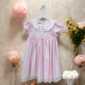 Selina ชุดเดรสลูกไม้แบบจีบของเจ้าหญิงชุดเดรสแขนสั้นสีชมพูงานปาร์ตี้วันเกิดฤดูร้อน - Product Image 1