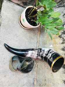 Soporte de cuerno para beber vikingo de inspiración Medieval, diseño de búfalo pulido, estilo de amor, hecho a mano, duradero, regalo de negocios, Color Natural - Product Image 2