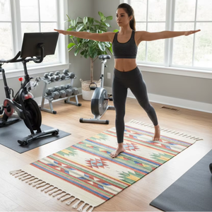 Tissu en coton tissé à la main beige, motif floral moderne, lavable en machine, écologique, multicolore, avec envers réversible, pour la vente en gros - Product Image 1