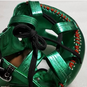 Professional Unisex Shiny Metallic Green Boxing PU <b>Head</b> Guard with Custom Brand Logo Comfortable Nose Guard Bar for All Seasons - Product Image 3