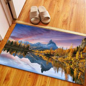 Tapis imprimé paysage naturel : Décoration de ferme, facile à nettoyer, antidérapant, tapis fin non tissé - Product Image 5