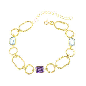 Hot Selling Gold Plated Blue Topaz And Amethyst <b>Bracelet</b> <b>for</b> <b>Women</b> Engagement Wedding Party - Product Image 1