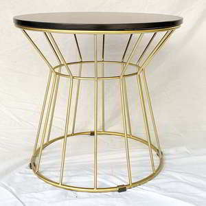 Modern Round Oak <b>Coffee</b> <b>Table</b> with Bronze-Iron Frame 60x60x55cm Decorative & Durable Storage Option Set TT68100 - Product Image 4