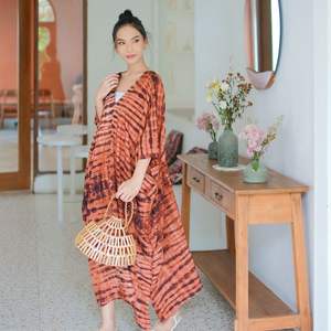 El mejor vestido Flowy Kaftan para mujer Rayon Tie Dye Abaya con manga larga Elegante ropa modesta para uso diario y Ramadán - Product Image 1