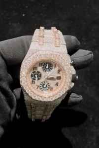 Montre de luxe sertie de diamants en moissanite, ton or rose, design chronographe, entièrement personnalisée hip-hop, montre-bracelet pour homme - Product Image 2