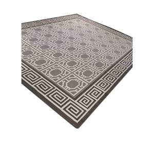 Tapis en laine géométrique Alhambra gris et noir à tissage plat pour couloir, chambre et salon - ADWL-13209 - Product Image 2