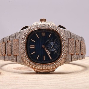 Reloj de pulsera analógico único para hombre, acero inoxidable, titanio, oro blanco, joyería elegante, estilo Hip Hop, Moissanite, diamantes de cristal - Product Image 1