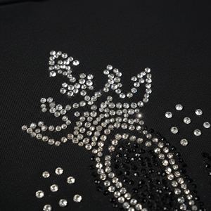 Women Heavyweight <b>Hoodie</b> 500gsm Cotton Fleece Rhinestone Badge Graphic Crop Top Pullover Streetwear Wholesale Custom Bulk OEM - Product Image 6