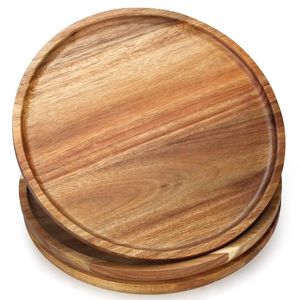 Bon thème vente en gros Offre Spéciale pas cher assiette de service de fruits en bois massif assiette ronde en bois d'acacia pour la nourriture - Product Image 2