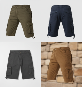 Durable <b>Khaki</b> Cargo <b>Shorts</b> for <b>Men</b> | Outdoor Adventure Apparel with Drawstring Hem & Pockets - Product Image 4