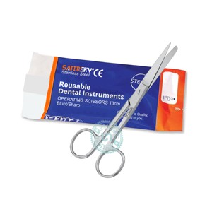 Ciseaux chirurgicaux Satinsky, aiguisés/à pointe arrondie, 5,5 pouces, droits, en acier inoxydable AISI 420, manuels, ergonomiques, classe III, pour usage dentaire - Product Image 1