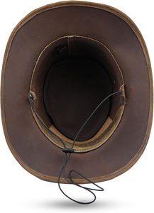 Cuir véritable pour hommes et femmes Chapeaux de cow-boy à la mode pour sports et voyages en plein air - Product Image 3