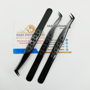 Plasma noir impression de coeur coudé à 65 degrés Durable antistatique prise parfaite Extensions de cils pince à épiler - Product Image 2