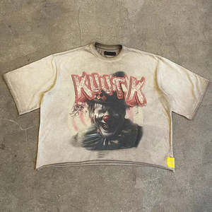 Custom Men Streetwear Graphic <b>Cropped</b> 100% Cotton Hip Hop Vintage Oversized Boxy Loose <b>Fit</b> Acid Wash Printed <b>T</b>-<b>Shirt</b> for men - Product Image 1