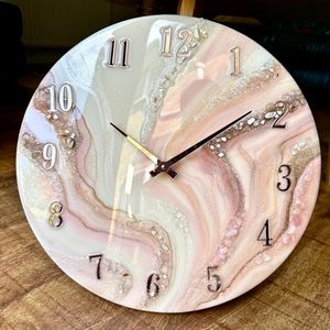 Horloge murale décorative en résine époxy de luxe, artisanale, moderne, avec affichage d'aiguilles, style unique pour la maison, le bureau, le salon - Product Image 2