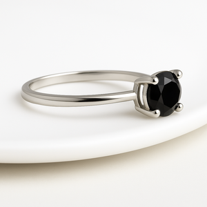 Bague de fiançailles et de mariage Rhaya Jewels en argent sterling 925 plaqué rhodium avec onyx noir, sertie à griffes, tendance, certifiée, pour les fêtes et le quotidien - Product Image 2