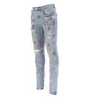 Jean en tricot décontracté pour homme, coupe droite, style urbain, grande taille, couleur unie, respirant, séchage rapide, 100 % coton, effet vieilli
