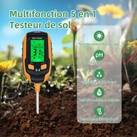 Testeur de sol 5 en 1 amélioré, outils de jardinage, détecteur de sol, pH-mètre, intensité lumineuse du soleil, humidité de l'environnement, kit de test de sol
