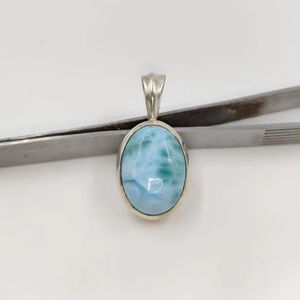 Top Quality Natural <b>larimar</b> Pendant, 925 Sterling Silver Pendant,Gemstone Pendant, Oval pendant OEM - Product Image 5