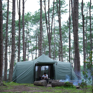 Loar, tienda de lona de gran capacidad, uso para acampar al aire libre para Grupo y familia, individual, un dormitorio y una sala de estar, tipo tubo, Estaca de tienda - Product Image 4