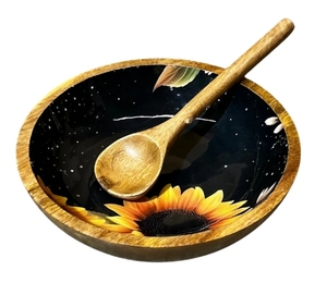 Sunburst <b>Bowl</b> Salad <b>Bowl</b> or Wooden with Serving spoon Large for Fruits <b>Cereal</b> or Pasta Large Mixing <b>Bowl</b> Set - Product Image 3