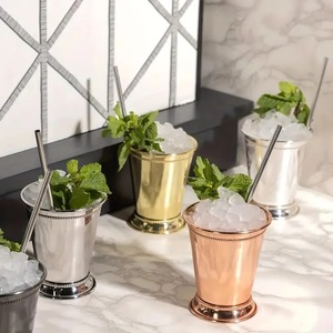 New Design <strong>2025</strong> <strong>Fancy</strong> Mint Julep <strong>Glass</strong> Fresh Arrival Super Quality Metal Silver Color Drinkware Serving Julep <strong>Cup</strong> for Barware