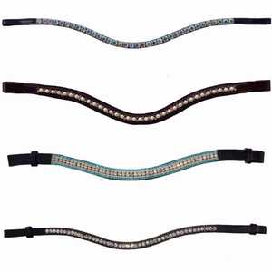 Banda para la frente con incrustaciones de cristal Swarovski de cuero genuino de primera calidad al mejor precio - Product Image 1