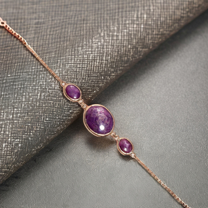 ใช้ได้ทุกเพศ7-7.5 "กำไลข้อมือทองเครสทองเหลือง14K ทำด้วยมือเพชรชาติพันธุ์ทับทิมธรรมชาติสำหรับเป็นของขวัญในงานหมั้น - Product Image 1