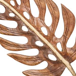 Mango Wood Leaf Handmade Carved <b>Wall</b> Decor <b>Set</b> <b>of</b> <b>3</b> 24" W, 12" H Brown - Product Image 5
