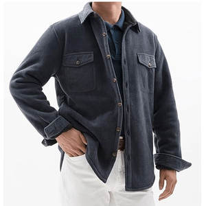 Custom Logo <b>Men's</b> <b>Sherpa</b> <b>Fleece</b> Lined Flannel Jacket Shirt for <b>Men</b> Warm Brushed Plaid High Quality Shirt Jackets - Product Image 4