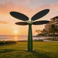 Pohon Lanskap Berbentuk Daun Tenaga Surya untuk Luar Ruangan, Furnitur Ornamen Dekoratif Minimalis Modern untuk Taman & Plaza