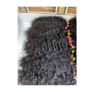 Extensiones de trama de cabello Remy indio rizado negro dibujado individualmente con extremos de cabello humano natural suave y voluminoso - Product Image 2