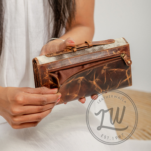 LW Vintage Large Capacity Leather Wallet Women Handcrafted New Cash Money Bag <b>Purse</b> <b>RFID</b> Fashionable Bohemian Lady's Summer - Product Image 4
