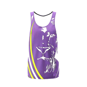 Purple Sublimation Printed Tank <b>Top</b> O-Neck Breathable 100% Polyester Casual Summer Women's Sleeveless Workout Shirt - Product Image 1