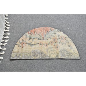 Alfombra de lana turca Vintage de 2,5x1,5 pies, estilo clásico Beige, diseño abstracto de retazos, pasillo rectangular de área grande para habitación de adolescentes - Product Image 1