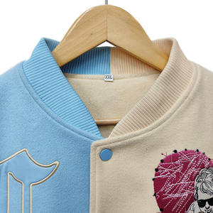 Veste en cuir Varsity en gros avec manches en cuir et broderie | Fournisseur OEM/ODM de vestes Letterman du collège personnalisé - Product Image 2