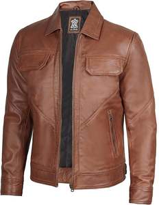 Veste en cuir véritable pour homme - Vestes en cuir d'agneau pour homme - Product Image 5