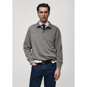 Sudaderas de algodón 100% personalizadas para hombre, Jersey de manga larga con cuello de polo, sudaderas con capucha holgadas de otoño con estampado de bordado - Product Image 1