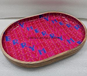 Plateau en bois fait main en forme de feuille, vente en gros |   Plateau de service et de décoration en bois naturel |   Fabricant OEM Inde - Product Image 6