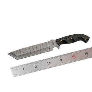 Couteau de survie en acier de Damas, fabriqué à la main avec une manche pleine soie, pour le camping, la randonnée, la cuisine et les tâches utilitaires générales - Product Image 1