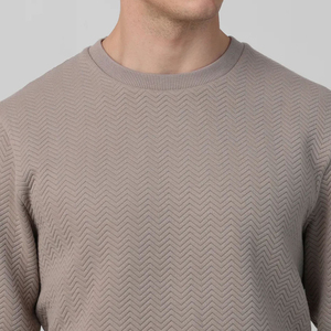 เสื้อสเวตเตอร์คอกลมสำหรับผู้ชายเสื้อสเวตเชิ้ตคอกลมผ้าฝ้าย100% ไหล่ตกแนววินเทจ - Product Image 5