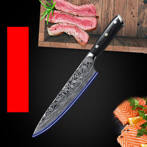 Venta al por mayor pedidos a granel personalizados OEM ODM servicio profesional Damasco patrón cocina Chef cuchillo rebanador cuchillo de acero inoxidable - Product Image 6