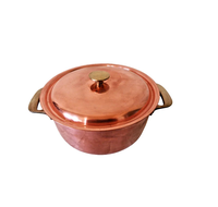 Casserole en cuivre Design rond martelé poignée en laiton et couvercle en cuivre Casserole en cuivre à prix bon marché