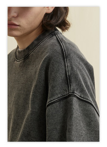 Nueva sudadera personalizada con lavado ácido para hombre, jersey de cuello redondo lavado Vintage de gran tamaño para hombre - Product Image 3